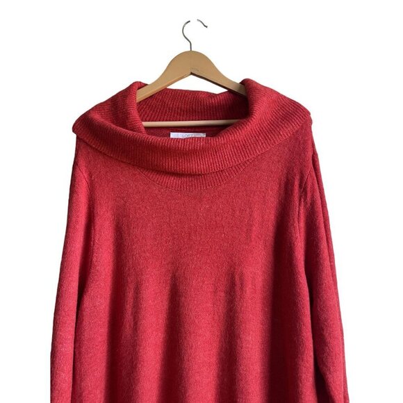 New! LOFT Size 20/22 Orange Ribbed Pullover Cowl Neck Sweater - Picture 2 of 9